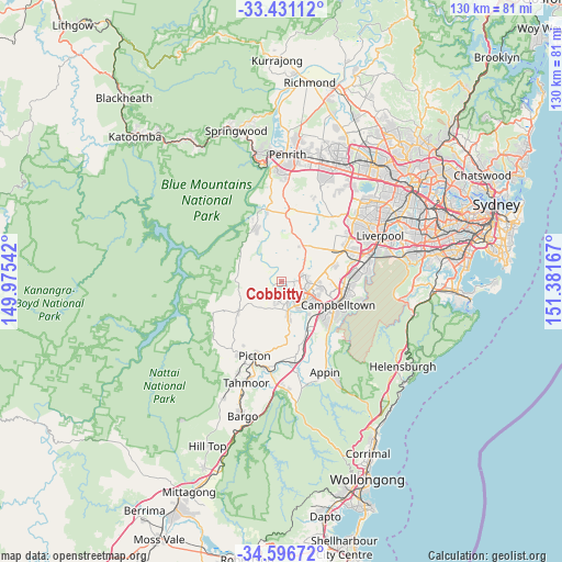Cobbitty on map