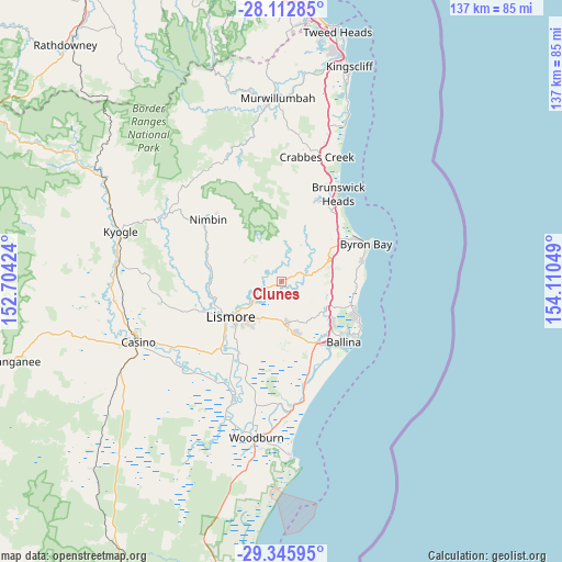 Clunes on map