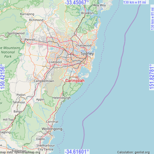 Caringbah on map