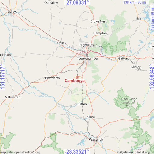 Cambooya on map