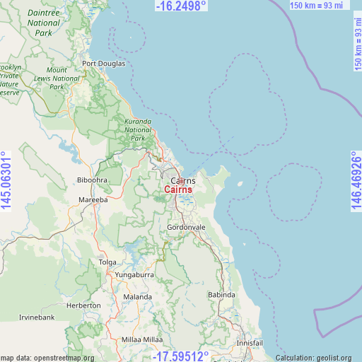 Cairns on map