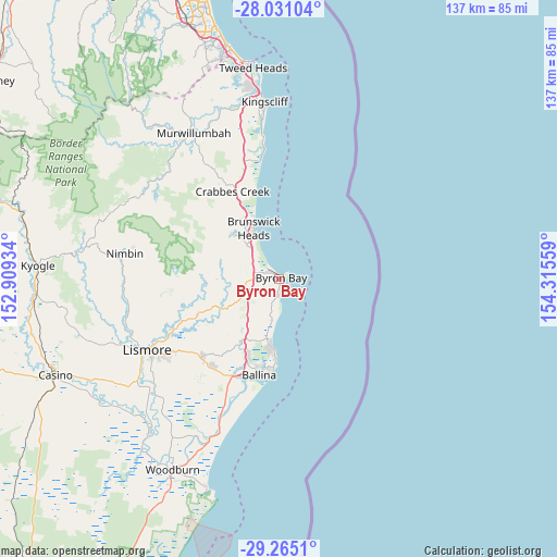 Byron Bay on map