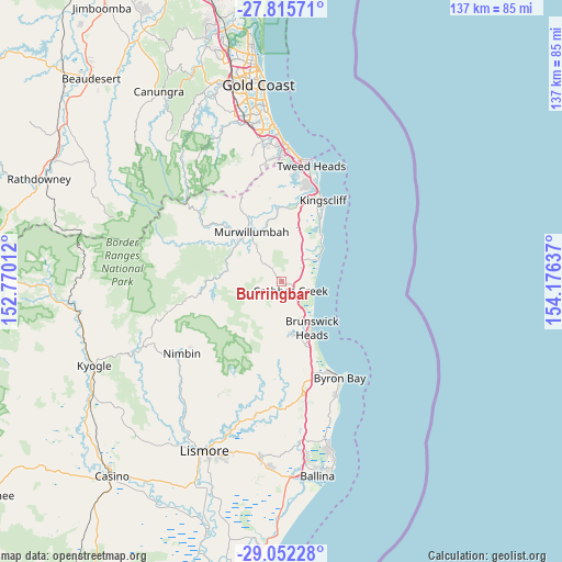Burringbar on map