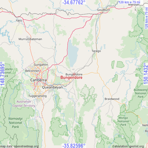 Bungendore on map