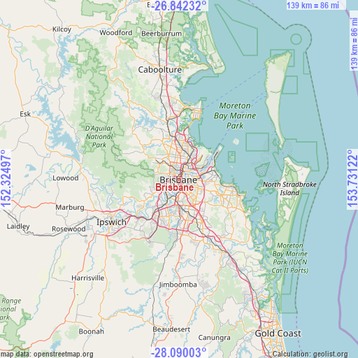 Brisbane on map
