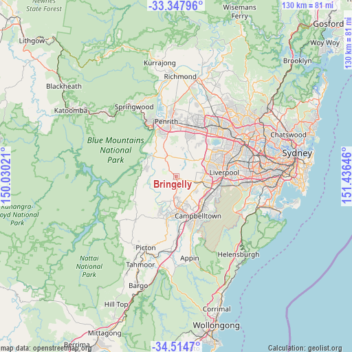 Bringelly on map