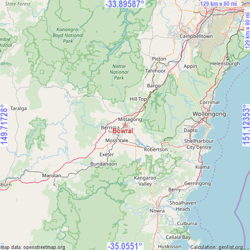 Bowral on map
