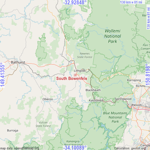 South Bowenfels on map