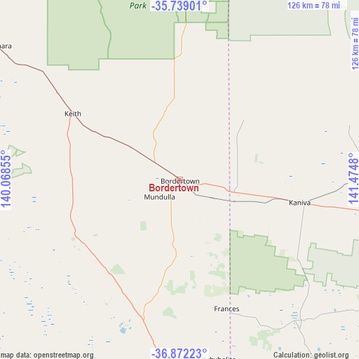 Bordertown on map