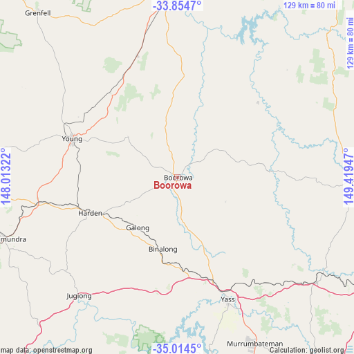 Boorowa on map