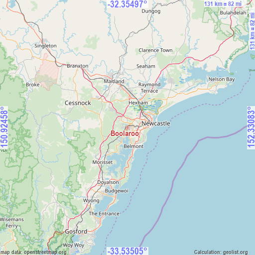 Boolaroo on map