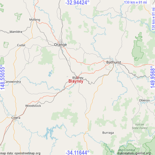 Blayney on map