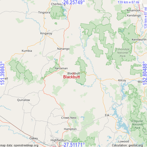 Blackbutt on map