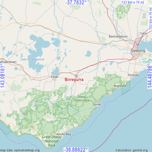 Birregurra on map