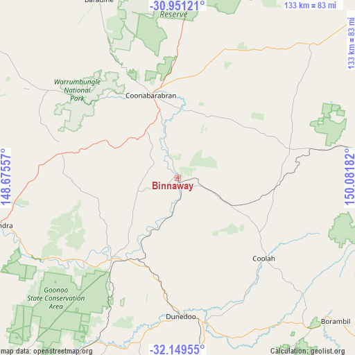 Binnaway on map