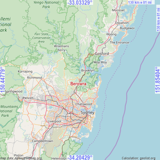 Berowra on map