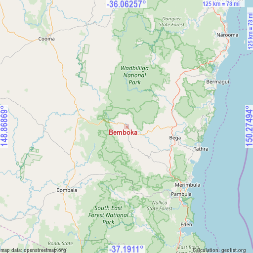 Bemboka on map