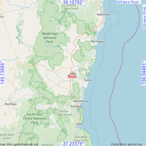 Bega on map