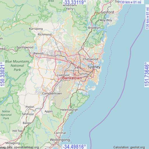 Bankstown on map