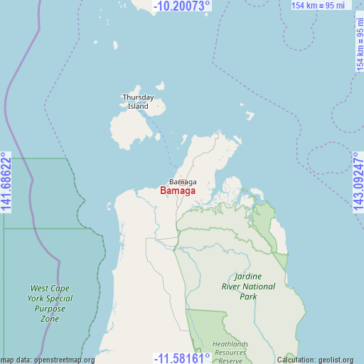 Bamaga on map