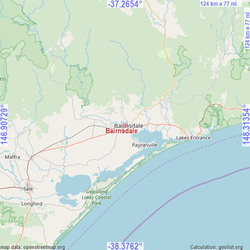 Bairnsdale on map