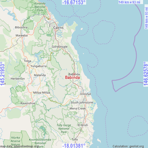 Babinda on map