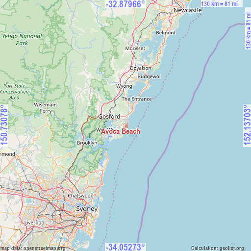 Avoca Beach on map