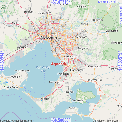 Aspendale on map