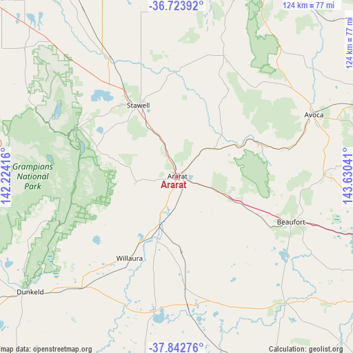 Ararat on map
