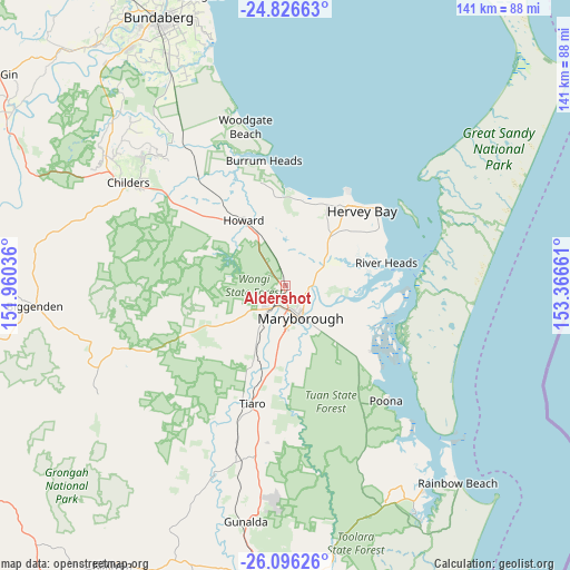 Aldershot on map