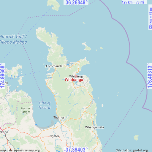 Whitianga on map