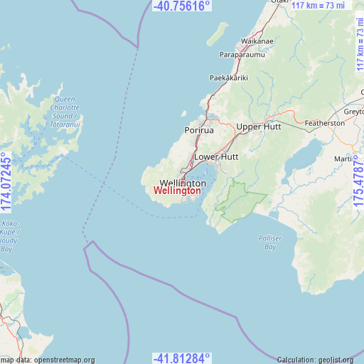Wellington on map