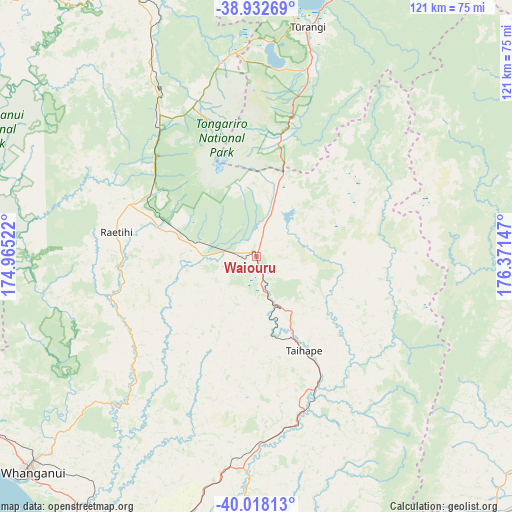 Waiouru on map