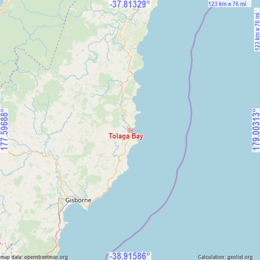 Tolaga Bay on map