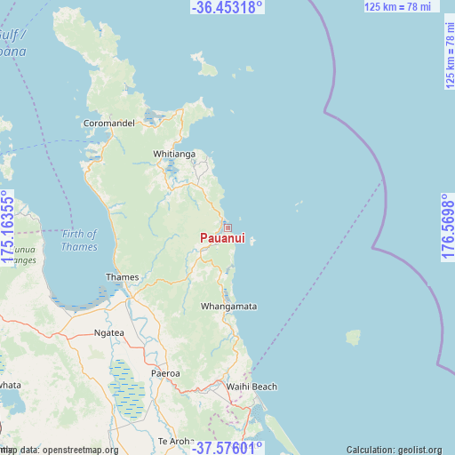 Pauanui on map