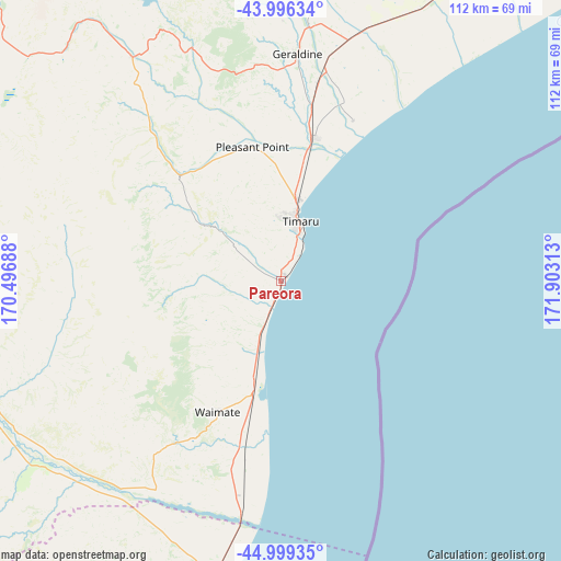 Pareora on map