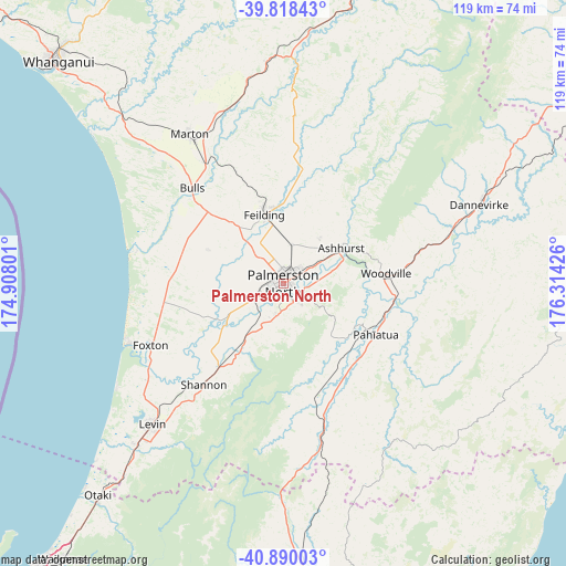 Palmerston North on map