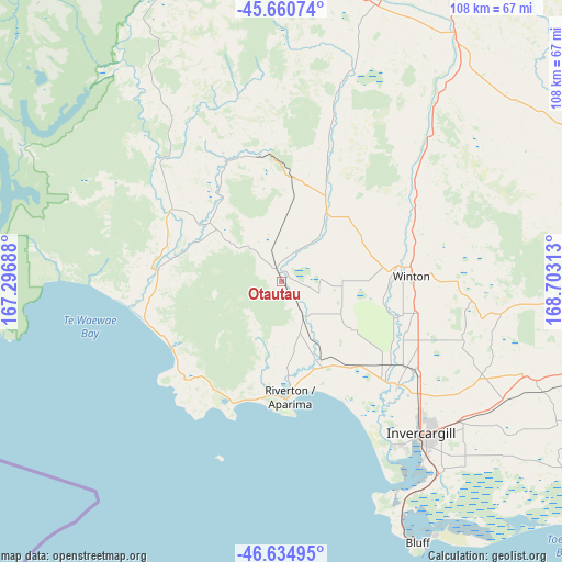 Otautau on map