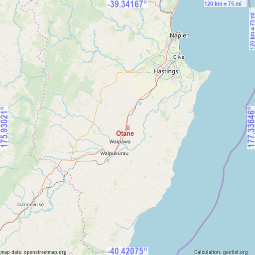 Otane on map