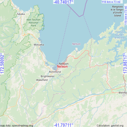 Nelson on map