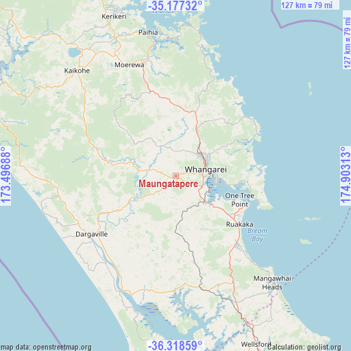 Maungatapere on map
