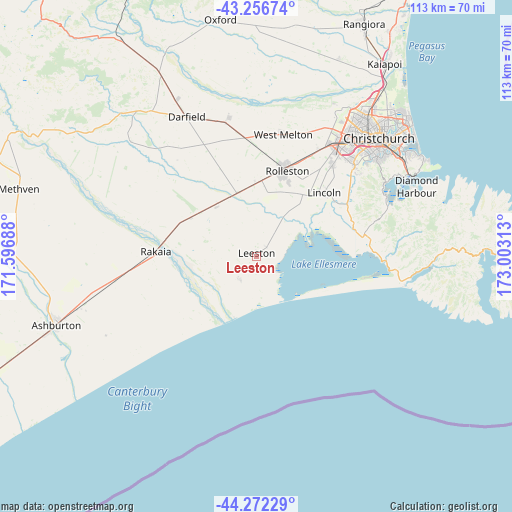 Leeston on map