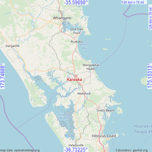 Kaiwaka on map