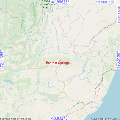 Hanmer Springs on map