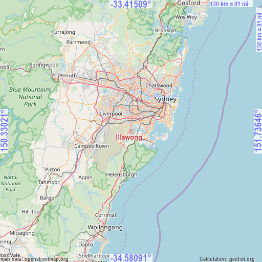 Illawong on map