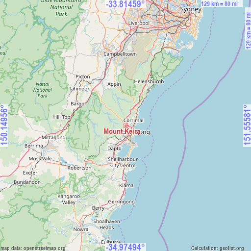 Mount Keira on map