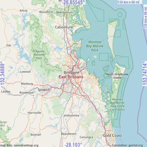 East Brisbane on map