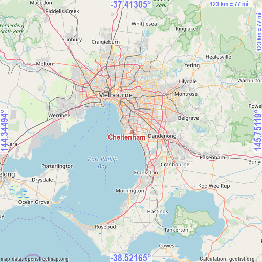 Cheltenham on map