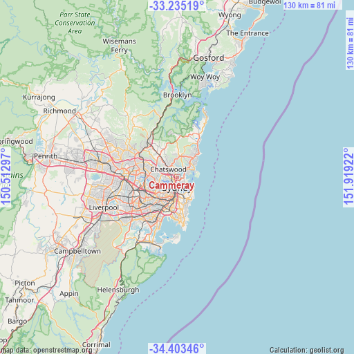Cammeray on map