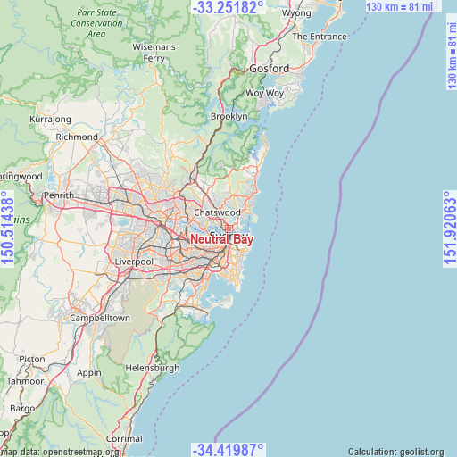 Neutral Bay on map